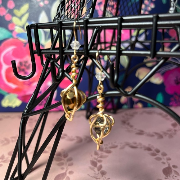 Two Tone Drop Earrings - Picture 2 of 3